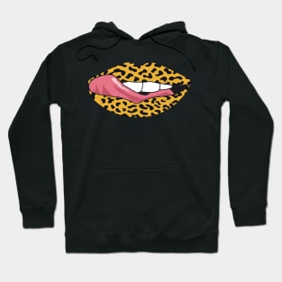 Vintage Lips Retro Style Tongue Leo Leopard Pattern Popart Gift Hoodie